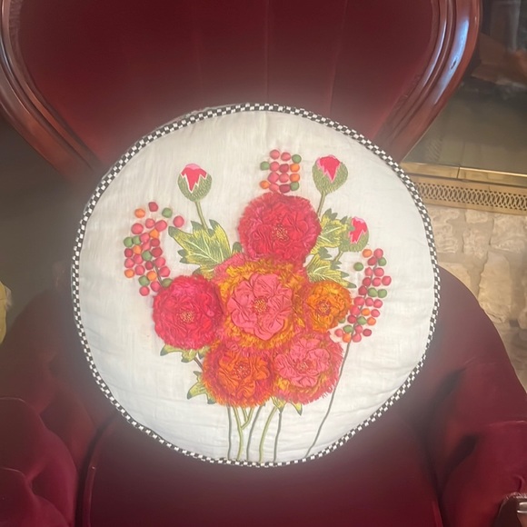 MacKenzie Childs round merrifield pillow. Used for display only. Like new. - Picture 7 of 8